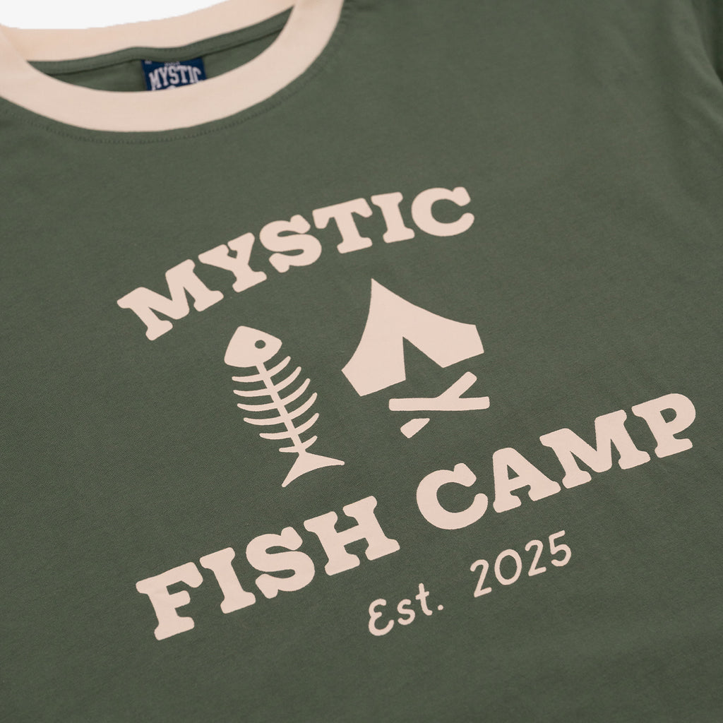 Mystic Fish Camp Happy Camper Logo Tee – Green