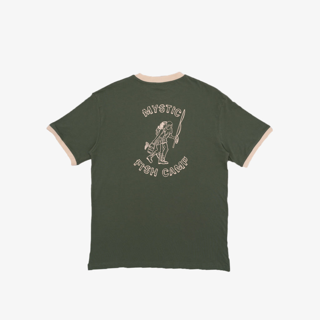 Mystic Fish Camp Happy Camper Graphic Ringer Tee – Retro Green