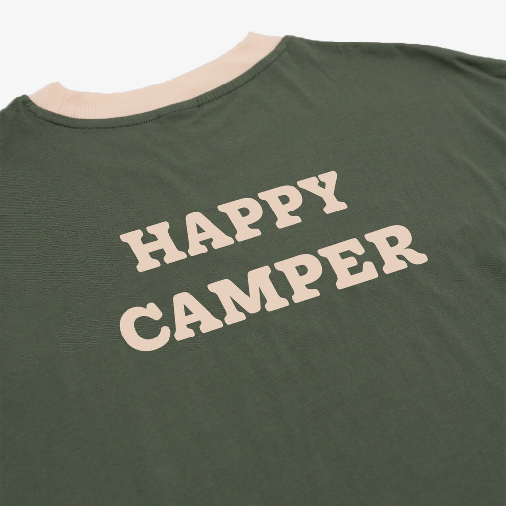 Mystic Fish Camp Happy Camper Logo Tee – Green