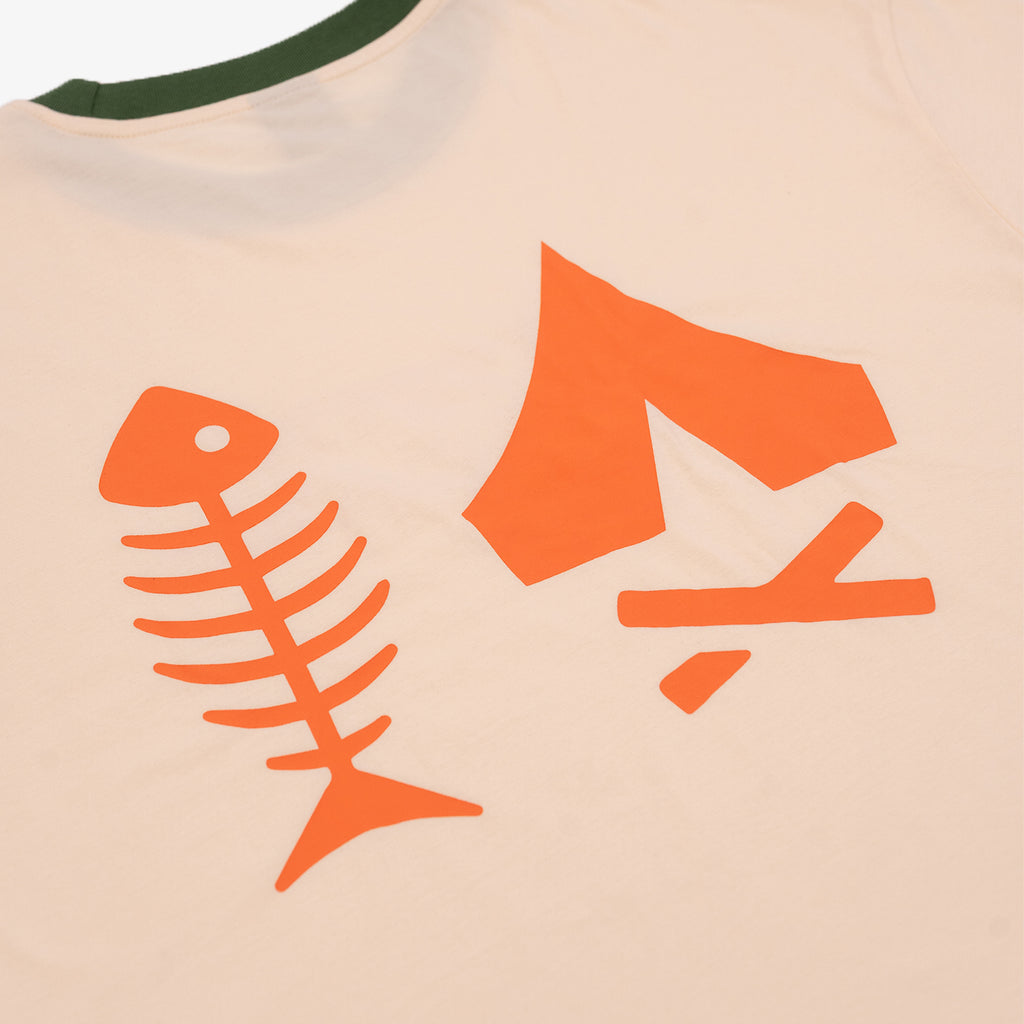 Mystic Fish Camp Classic Ringer Tee – Cream & Orange