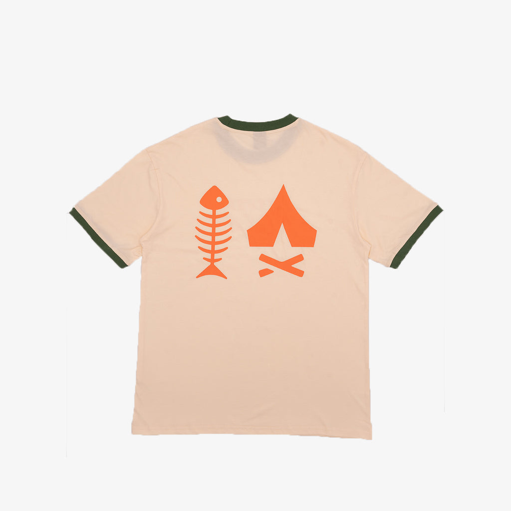 Mystic Fish Camp Classic Ringer Tee – Cream & Orange